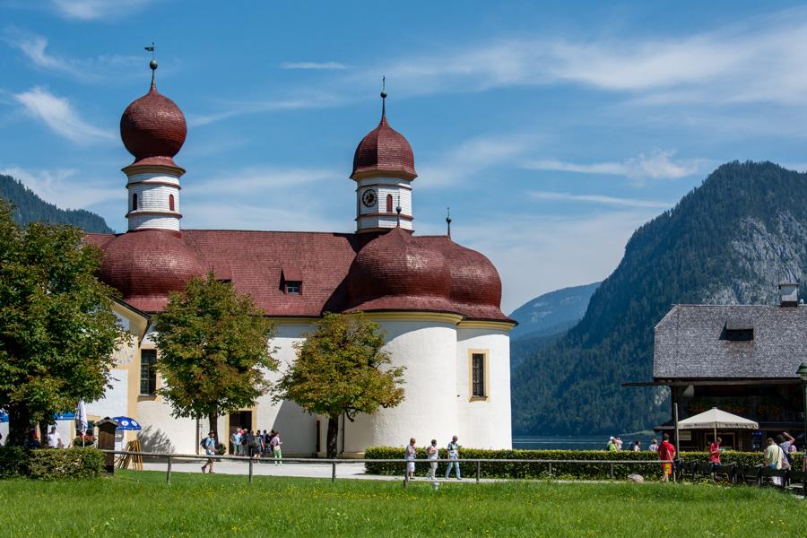 Like a picture postcard, St Bartholoma sits on the edge of Königssee in Berchtesgaden, Germany.