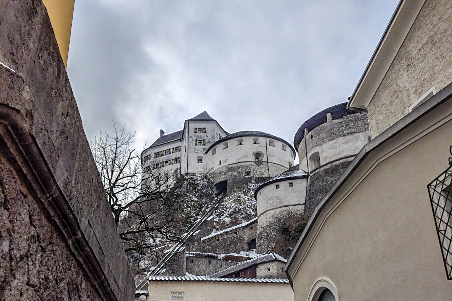 The fortress in Kufstein looms large over the town.