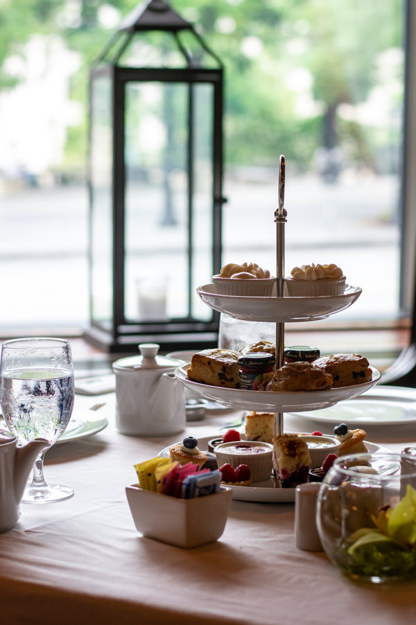 The table setting at the Hotel DuPont afternoon tea.