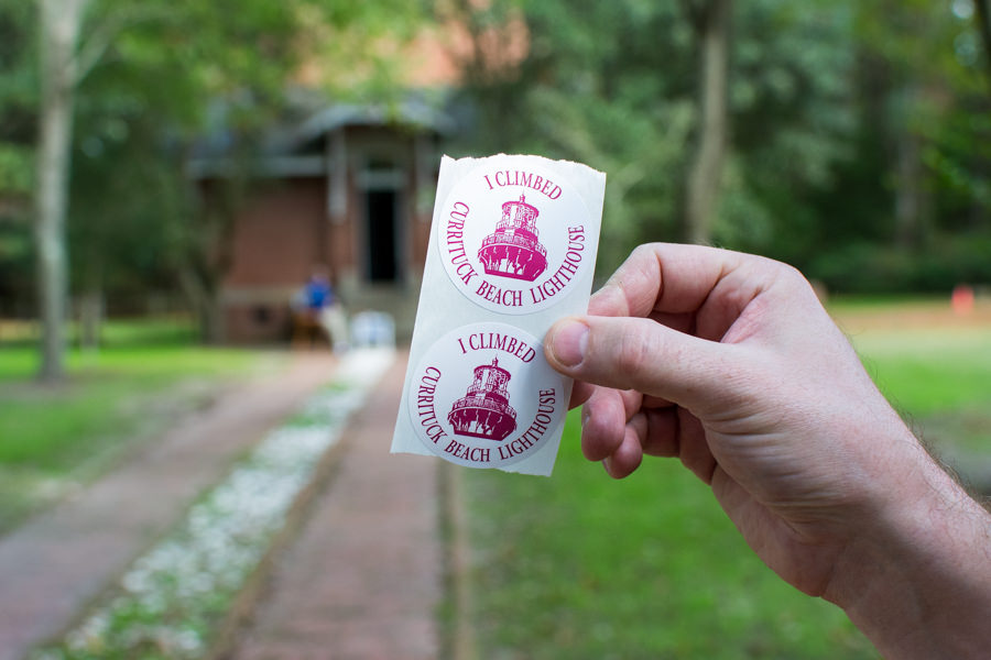 Two "I climbed Currituck Beach Lighthouse" stickers.