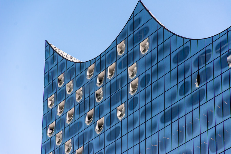 The sail-like top of the Elbphilharmonie concert hall.