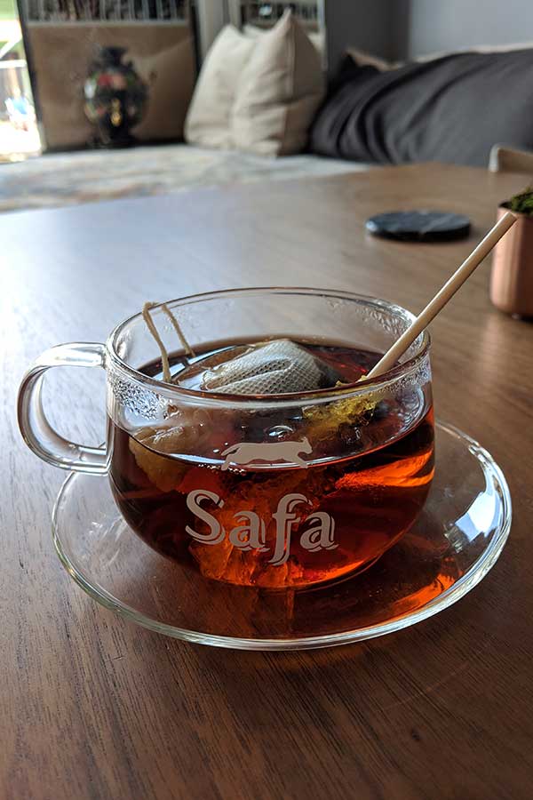 A hot cup of tea at Safa Persian Teahouse in Manayunk is a unique way to experience afternoon tea in Philadelphia.