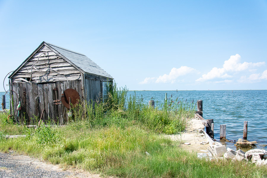 A small shack sits on the waterfront in Ewell on Smith Island.