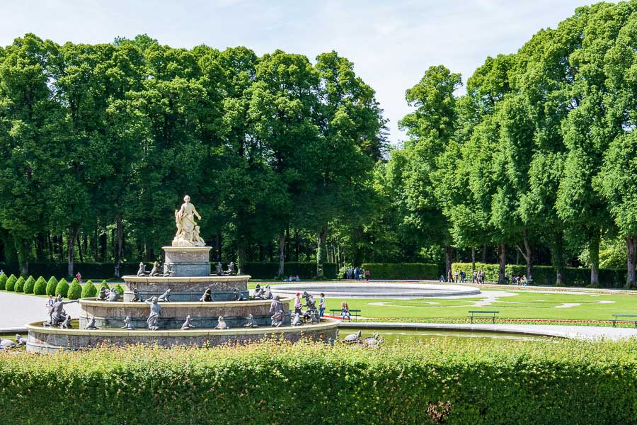 Gardens and fountains at the Herrenchiemsee.