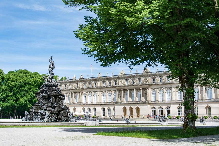 Looking across the Herrenchiemsee New Palace grounds.