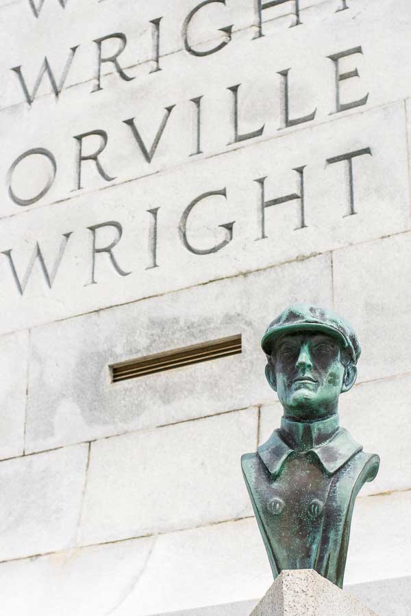 A bust of one of the Wright Brothers.