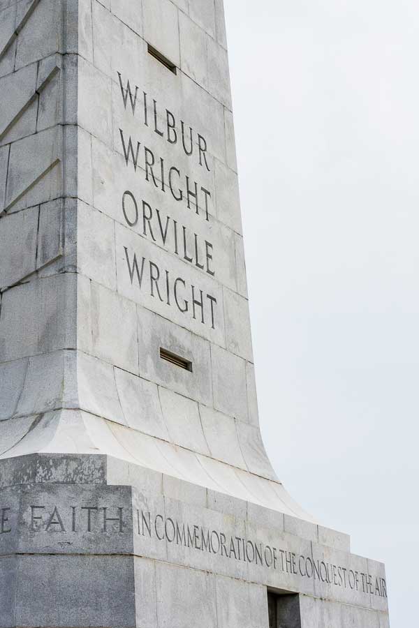 Close up of the Wright Brothers National Memorial in Kitty Hawk, North Carolina.