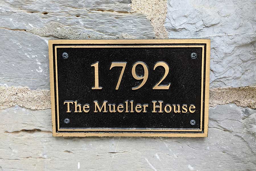 A plaque dates the Mueller House in Lititz to 1792.