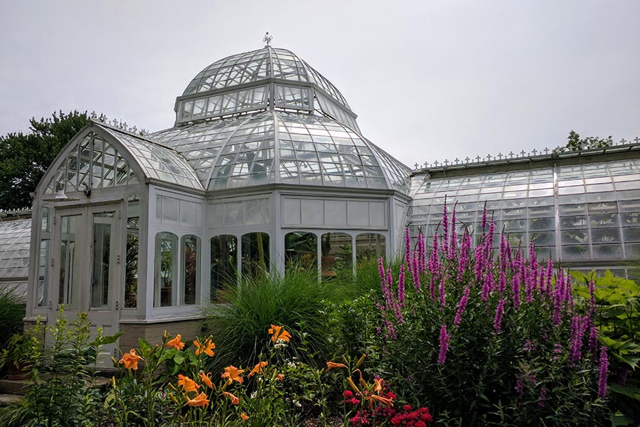 The center of the Frick Pittsburgh Art and Historical Center is a lovely greenhouse.