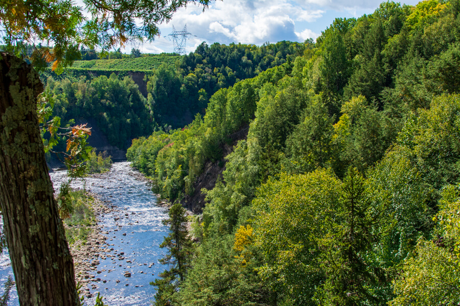 A spectacular view over the Canyon Sainte-Anne downstream of the Quebec waterfall.