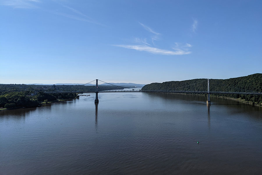 The Walkway Over the Hudson offers unobstructed 360-degree views over the river and the nearby cities.