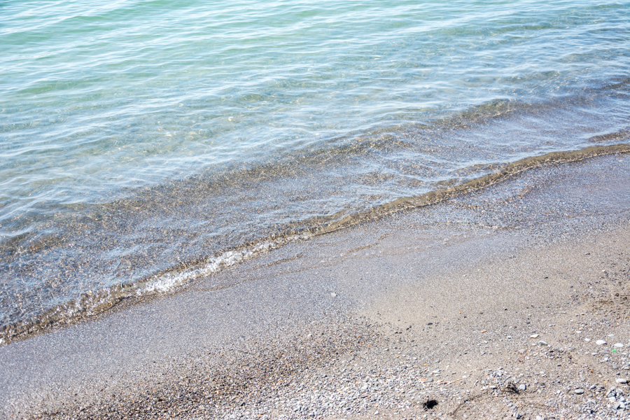 Lake Ontario laps gently on the Scarborough Bluffs beach.