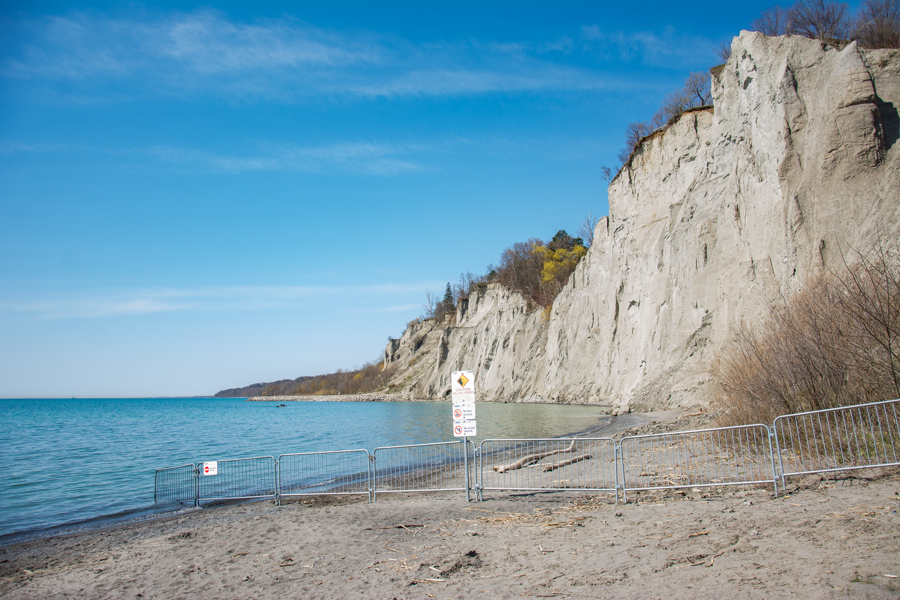 Scarborough Bluffs park offers stunning cliffs and a small beach to walk along.