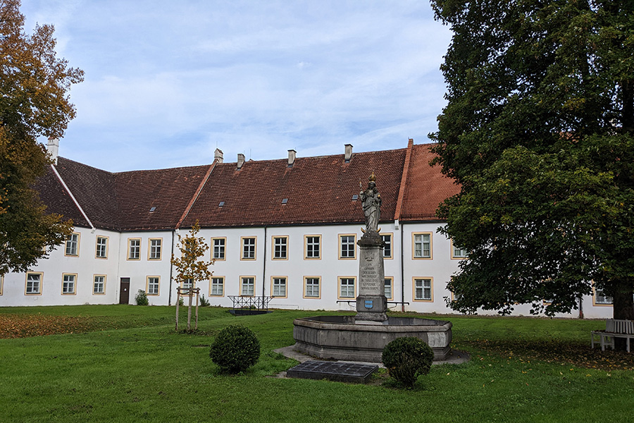 Inside the Maximilianshof outside of the Old Palace at Schleissheim Palace.