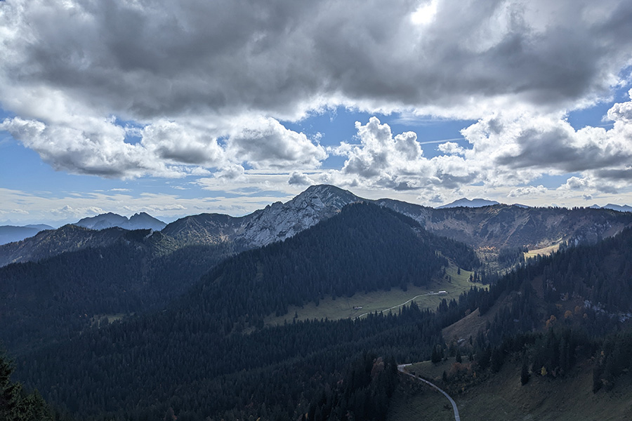 Stunning views of nearby mountains in the Bavarian Alps.