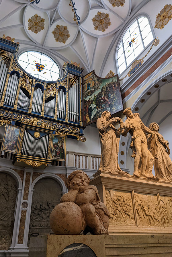 Gazing up at the altar at the St. Anna Church in Augsburg, Germany.