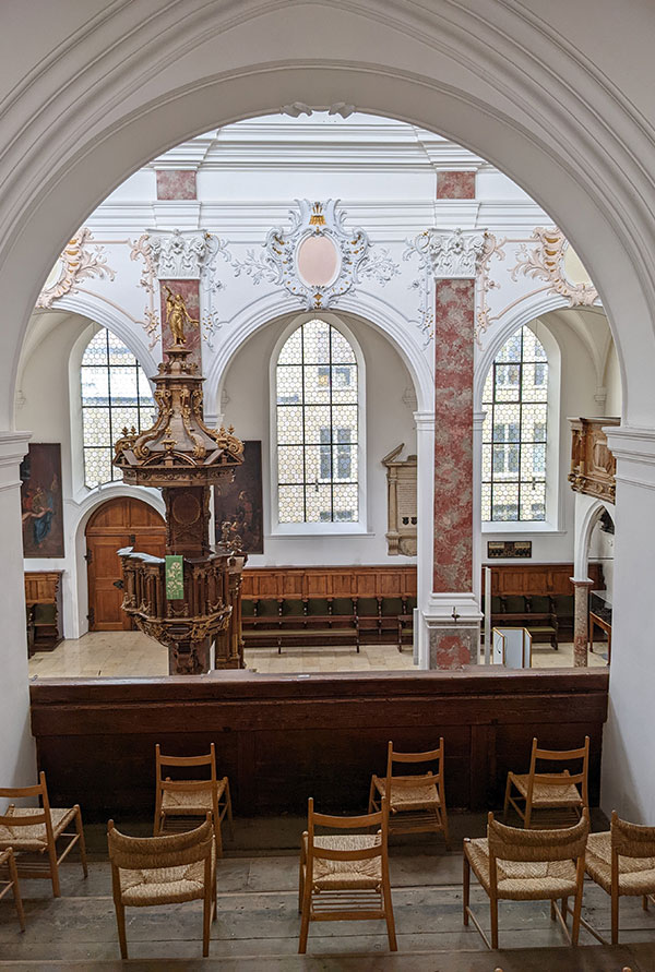 The balcony of the St. Anna Church in Augsburg, Germany.