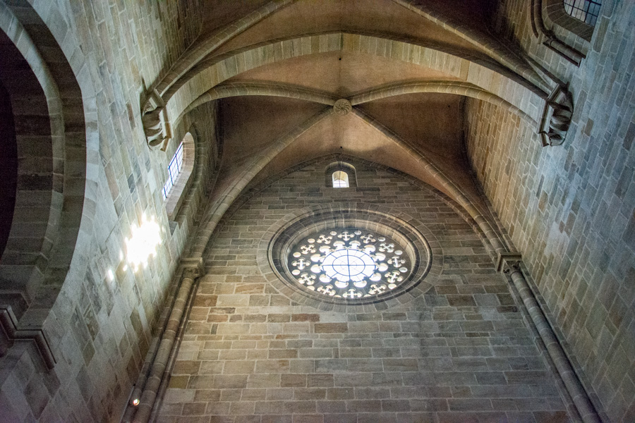 An ornate window inside Bamberger Dom.