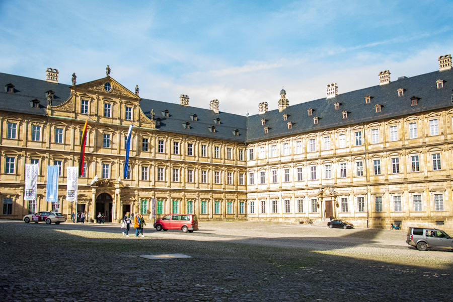 The stunning Neue Residenz Bamberg sits on Domplatz.