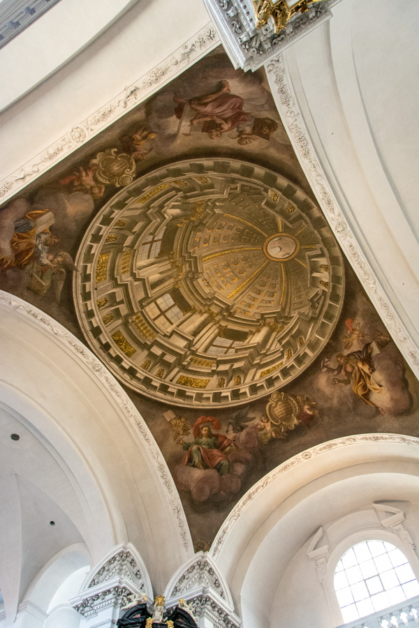 The faux dome inside St. Martin Church in Bamberg, Germany.