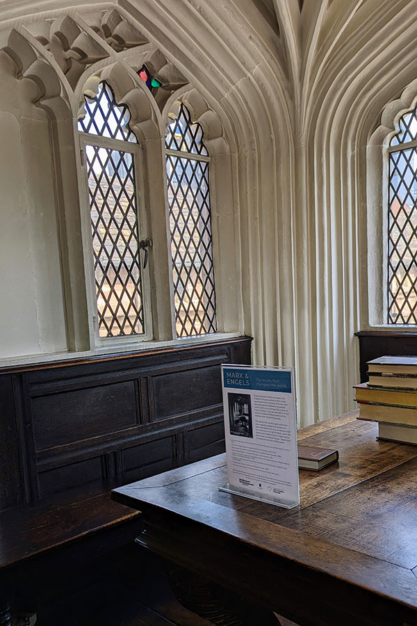 A quiet alcove in Chetham's Library where Karl Marx and Friedrich Engels are said to have done research.