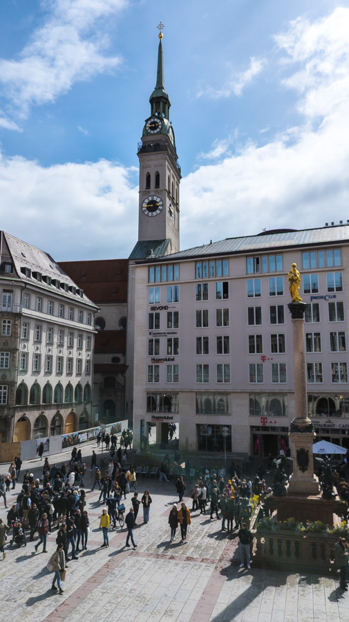 The view from the Munich Neues Rathaus Balcony onto Marienplatz.