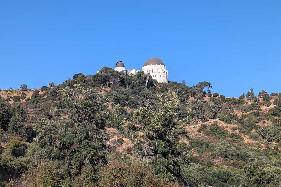 Griffith Observatory sits on the hill overlooking the Observatory Trails.