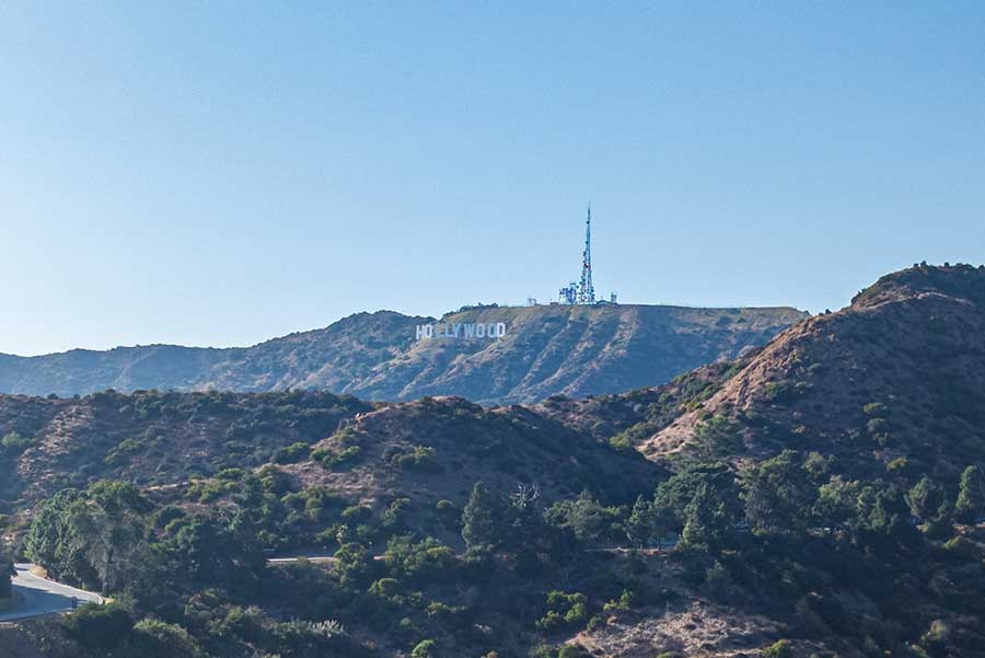 View of the Hollywood Sign from Griffith Park trails.